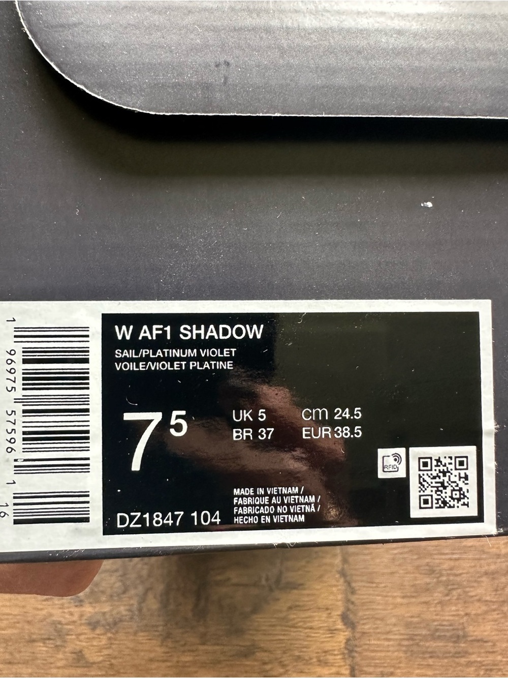 NEW -Nike Air Force 1 - Shadow -White Sneakers with Lavender and Cream  size 7.5 - Picture 6 of 7